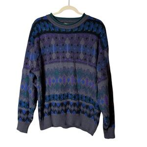 Vintage Grandpa Sweater Jumper XL Nordic Fair Isle Forest Goblin 90s Heritage